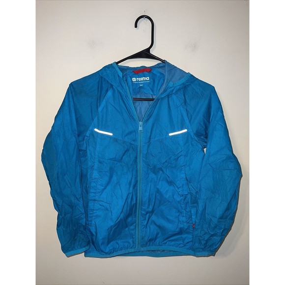 Reima Other - REIMA Lightweight Waterproof Rain Jacket Blue Reflective Youth Size 10
